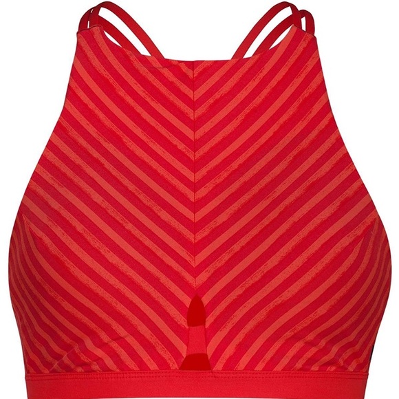 QUICK-DRY HAZARD HIGH NECK SURF STRIPED RED TOP - Picture 2 of 7